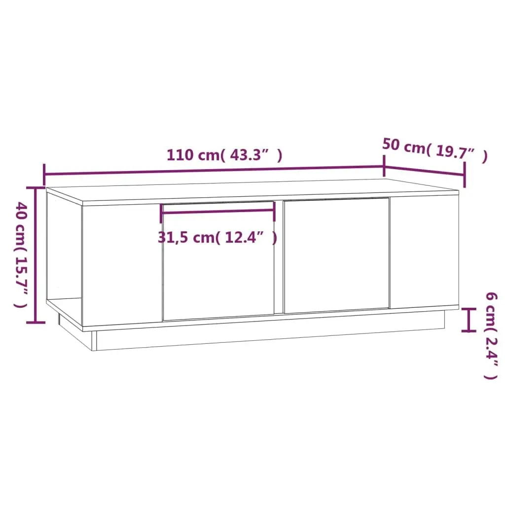 Coffee Table 110x50x40 cm Solid Wood Pine 814429