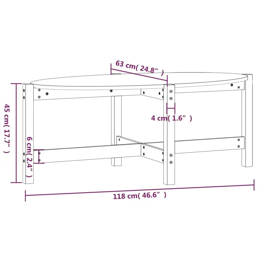 Coffee Table 118x63x45 cm Solid Wood Pine 822317