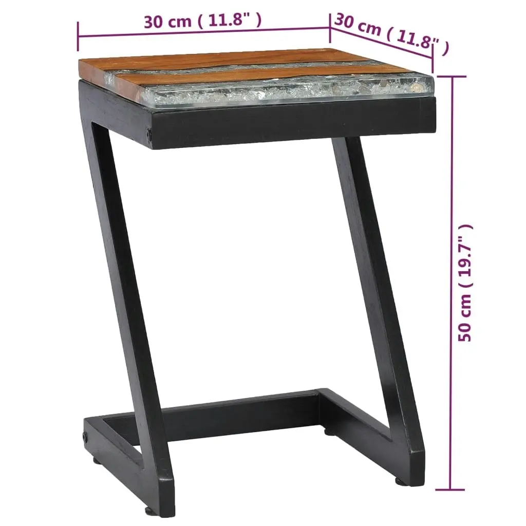 Coffee Table 30x30x50 cm Solid Teak Wood and Polyresin 281649