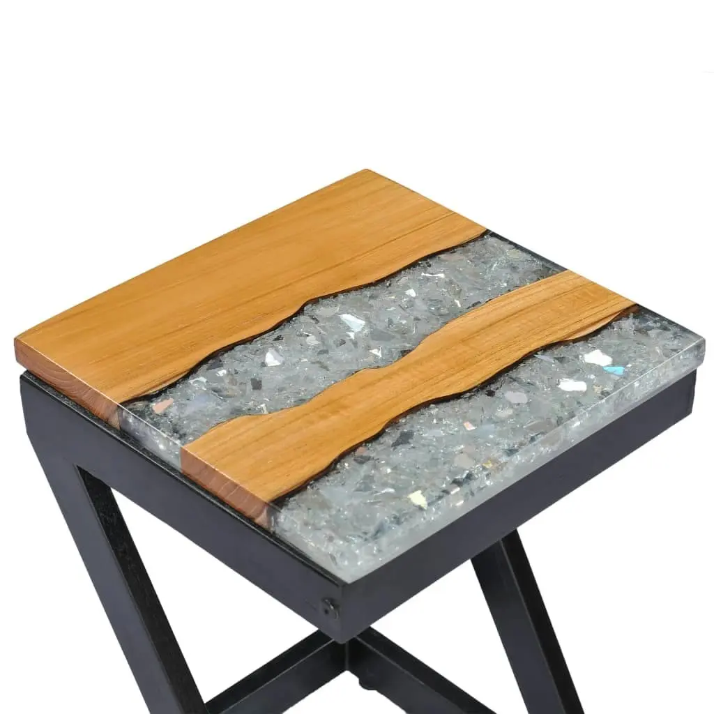 Coffee Table 30x30x50 cm Solid Teak Wood and Polyresin 281649