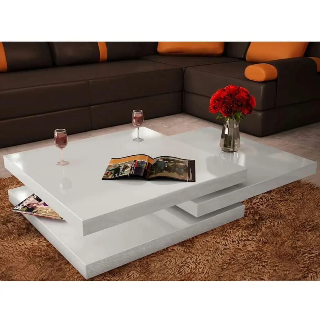 Coffee Table 3 Tiers High Gloss White 241077