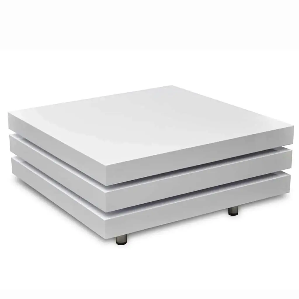 Coffee Table 3 Tiers High Gloss White 241077