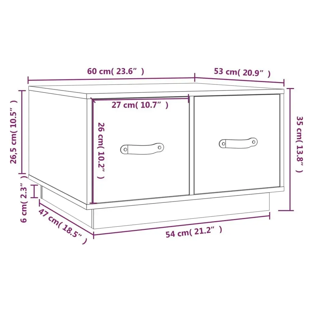 Coffee Table 60x53x35 cm Solid Wood Pine 820966