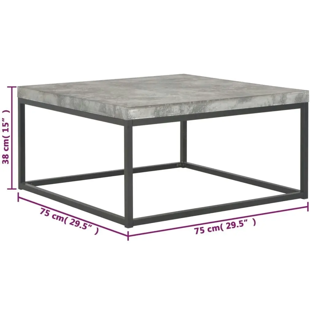 Coffee Table 75x75x38 cm Concrete Look 247373