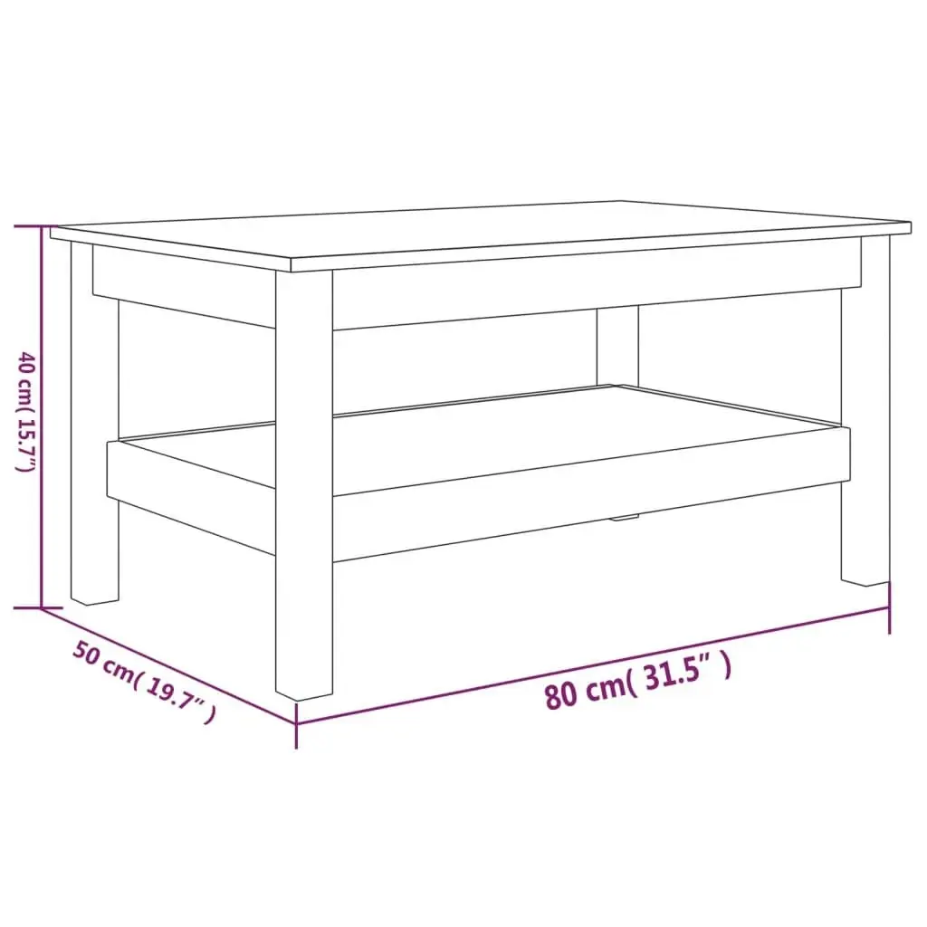 Coffee Table 80x50x40 cm Solid Wood Pine 814284