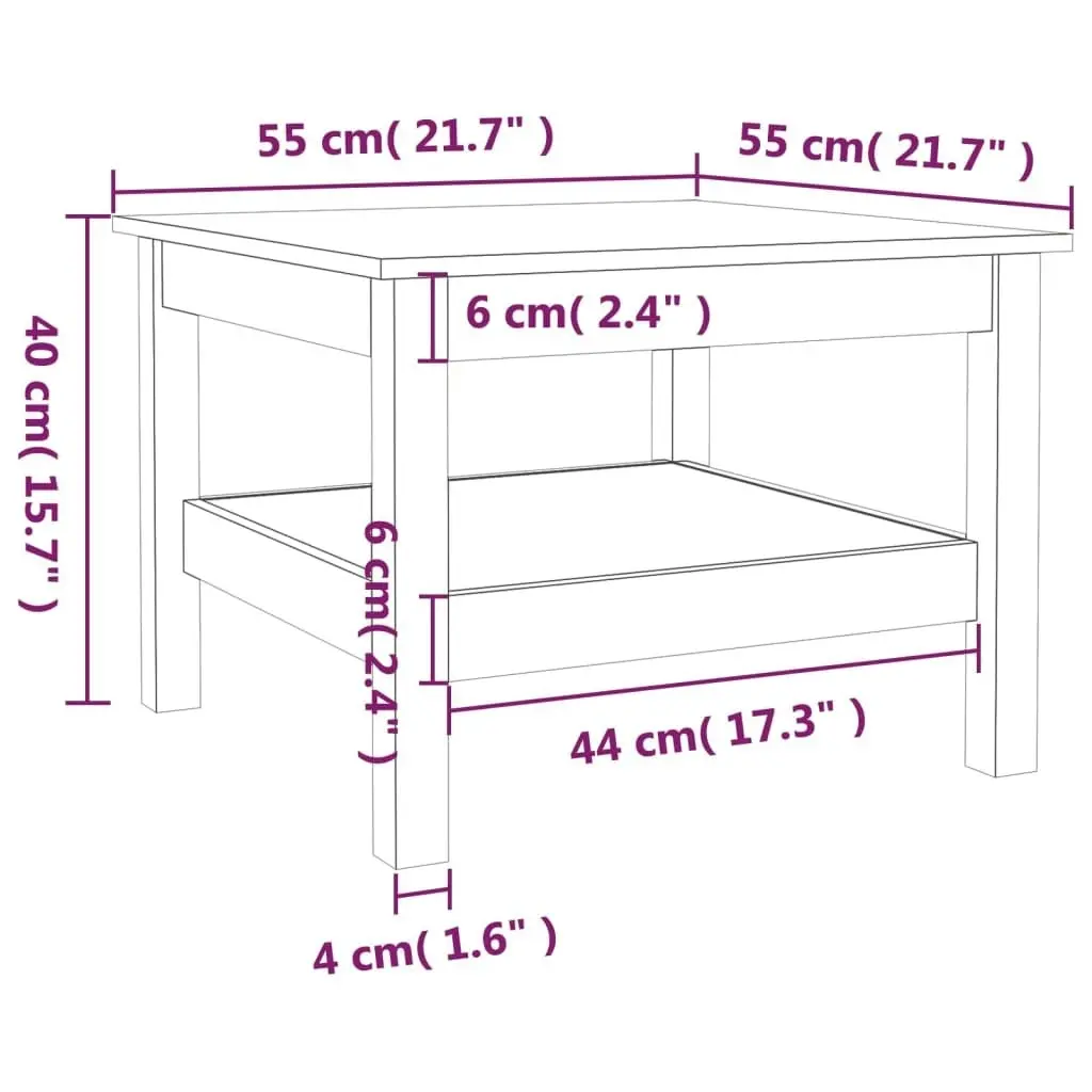 Coffee Table 55x55x40 cm Solid Wood Pine 814269