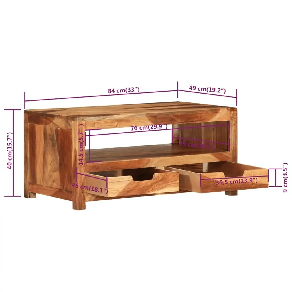 Coffee Table 84x49x40 cm Solid Wood Acacia 339509