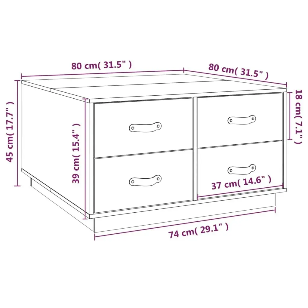 Coffee Table 80x80x45 cm Solid Wood Pine 821517