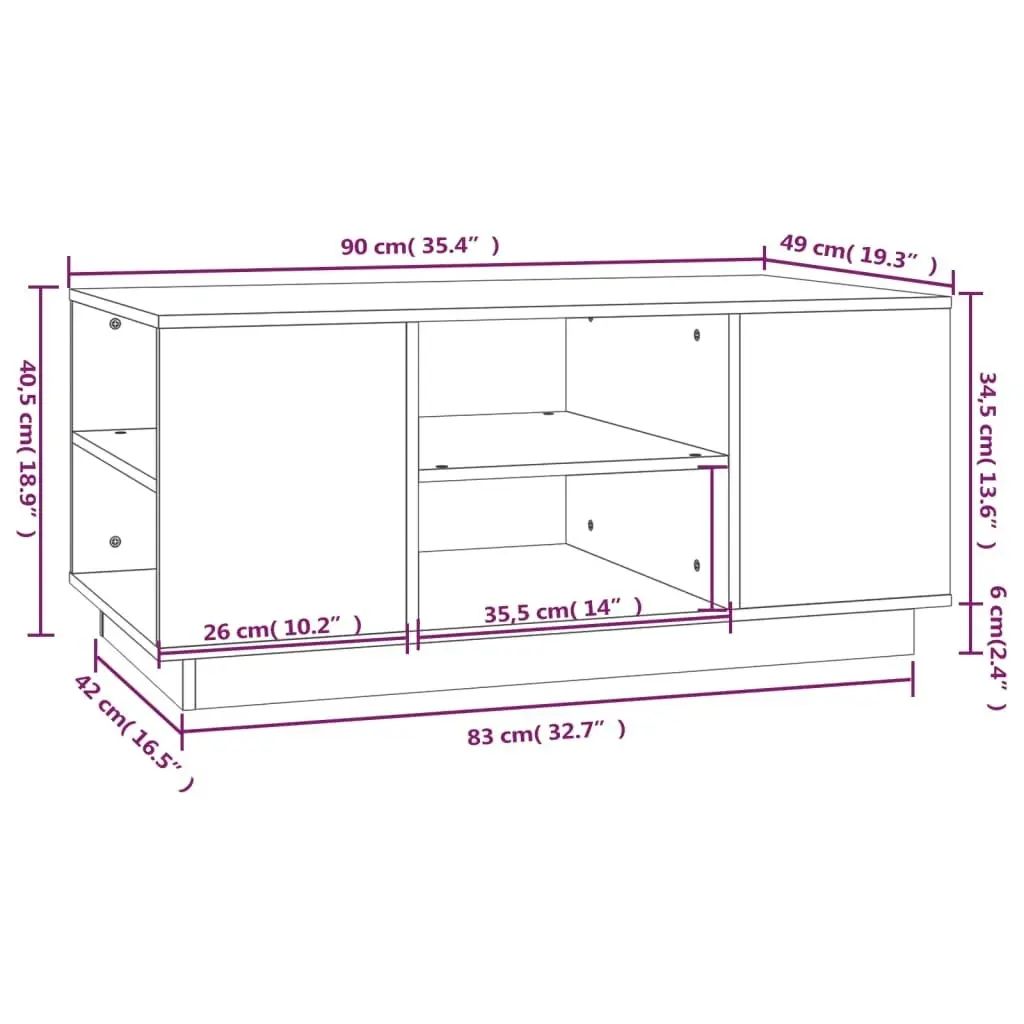 Coffee Table 90x49x40.5 cm Solid Wood Pine 814399