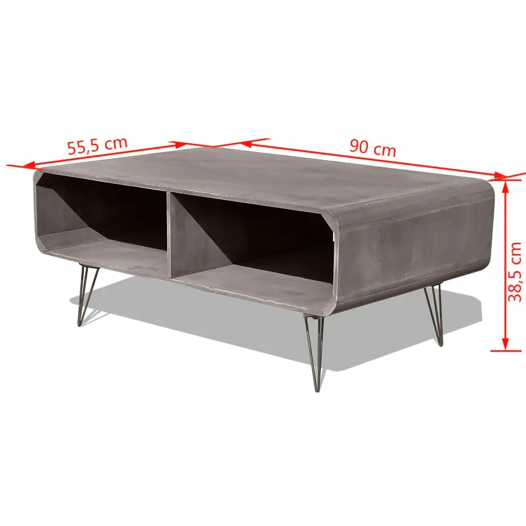 Coffee Table 90x55.5x38.5 cm Solid Paulownia Wood Grey 243009