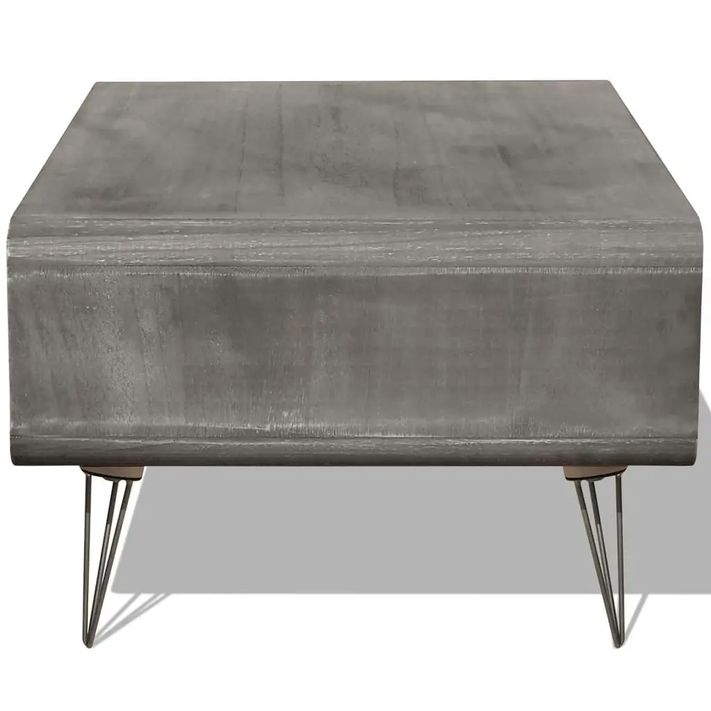 Coffee Table 90x55.5x38.5 cm Solid Paulownia Wood Grey 243009