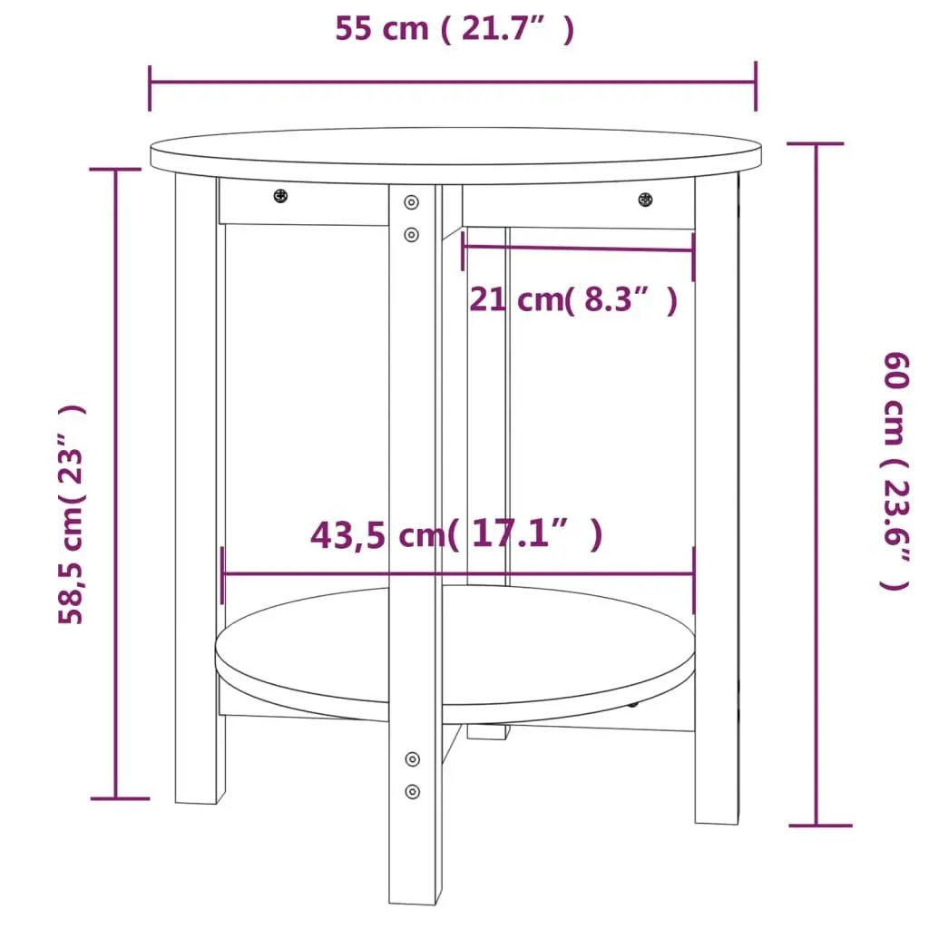 Coffee Table Ã˜ 55x60 cm Solid Wood Pine 822352