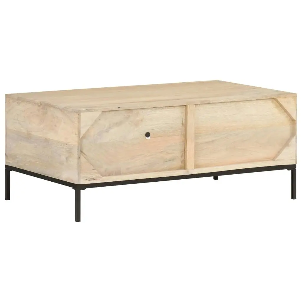 Coffee Table 90x50x37 cm Solid Mango Wood and Natural Cane 323511