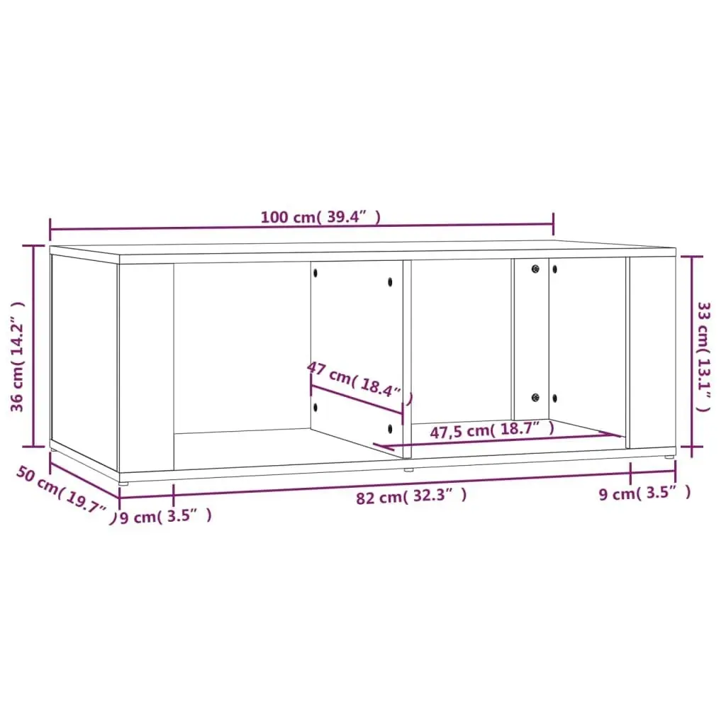 Coffee Table Black 100x50x36 cm Engineered Wood 816521