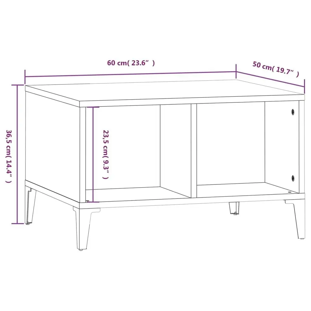 Coffee Table Black 60x50x36.5 cm Engineered Wood 821037