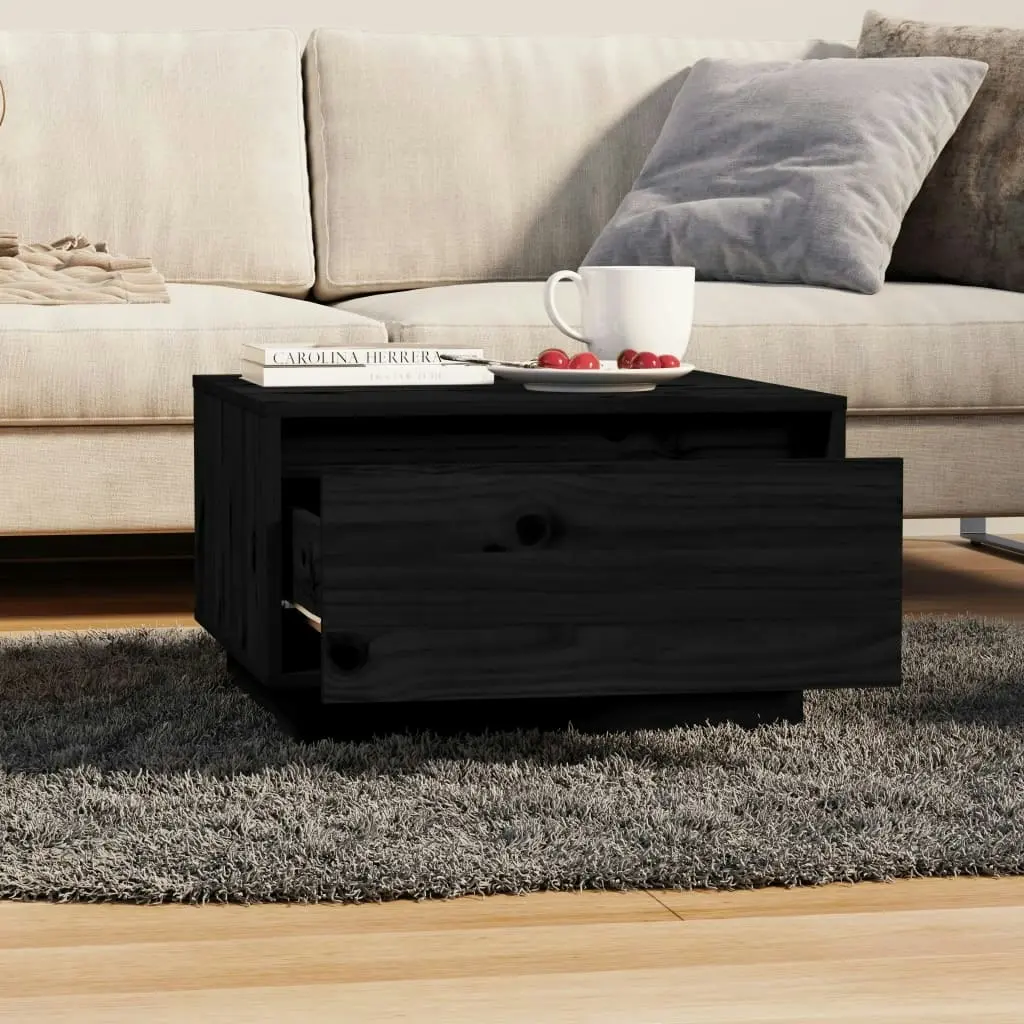 Coffee Table Black 55x56x32 cm Solid Wood Pine 813409