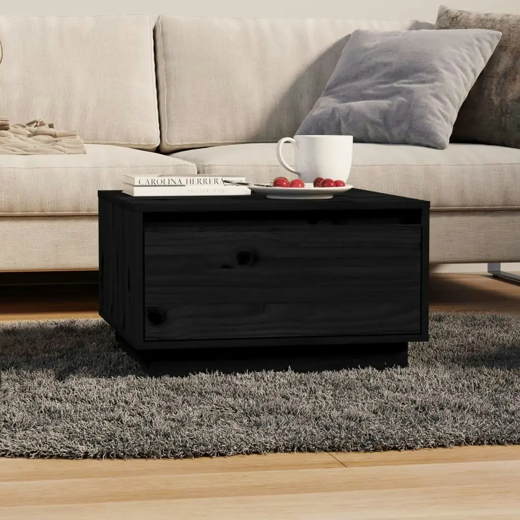 Coffee Table Black 55x56x32 cm Solid Wood Pine 813409