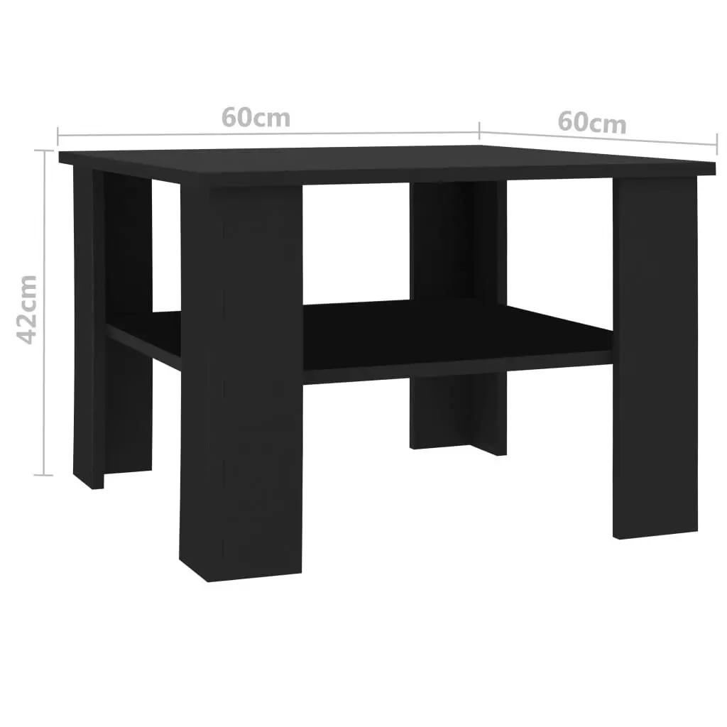 Coffee Table Black 60x60x42 cm Engineered Wood 800208