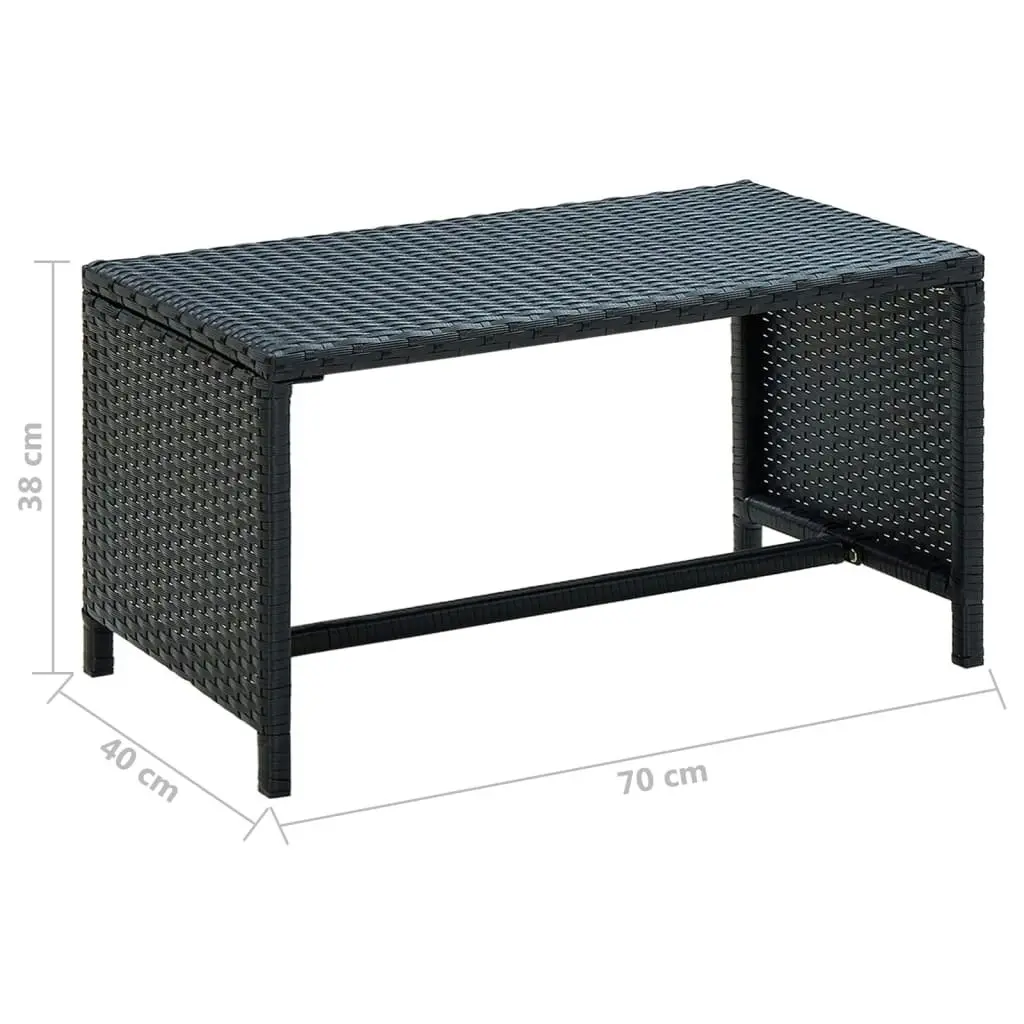 Coffee Table Black 70x40x38 cm Poly Rattan 46392