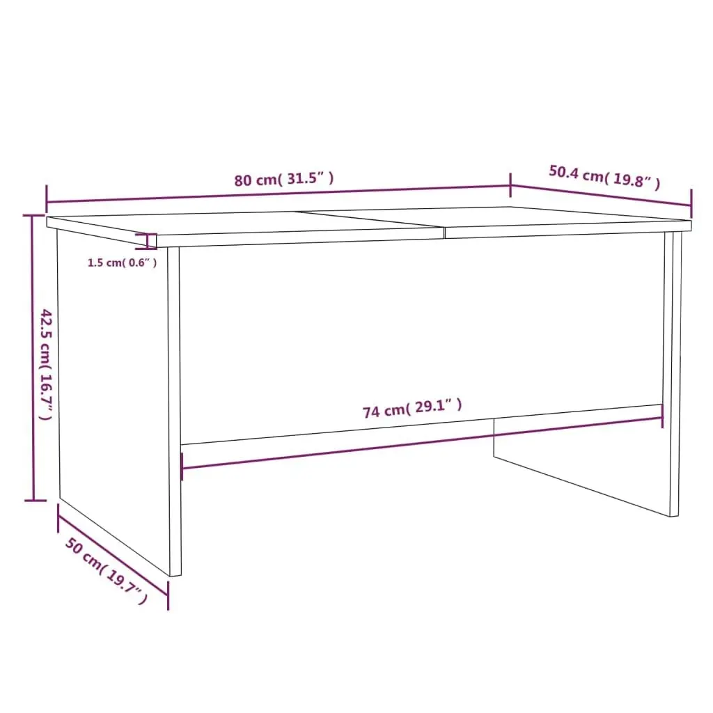 Coffee Table Black 80x50x42.5 cm Engineered Wood 809729