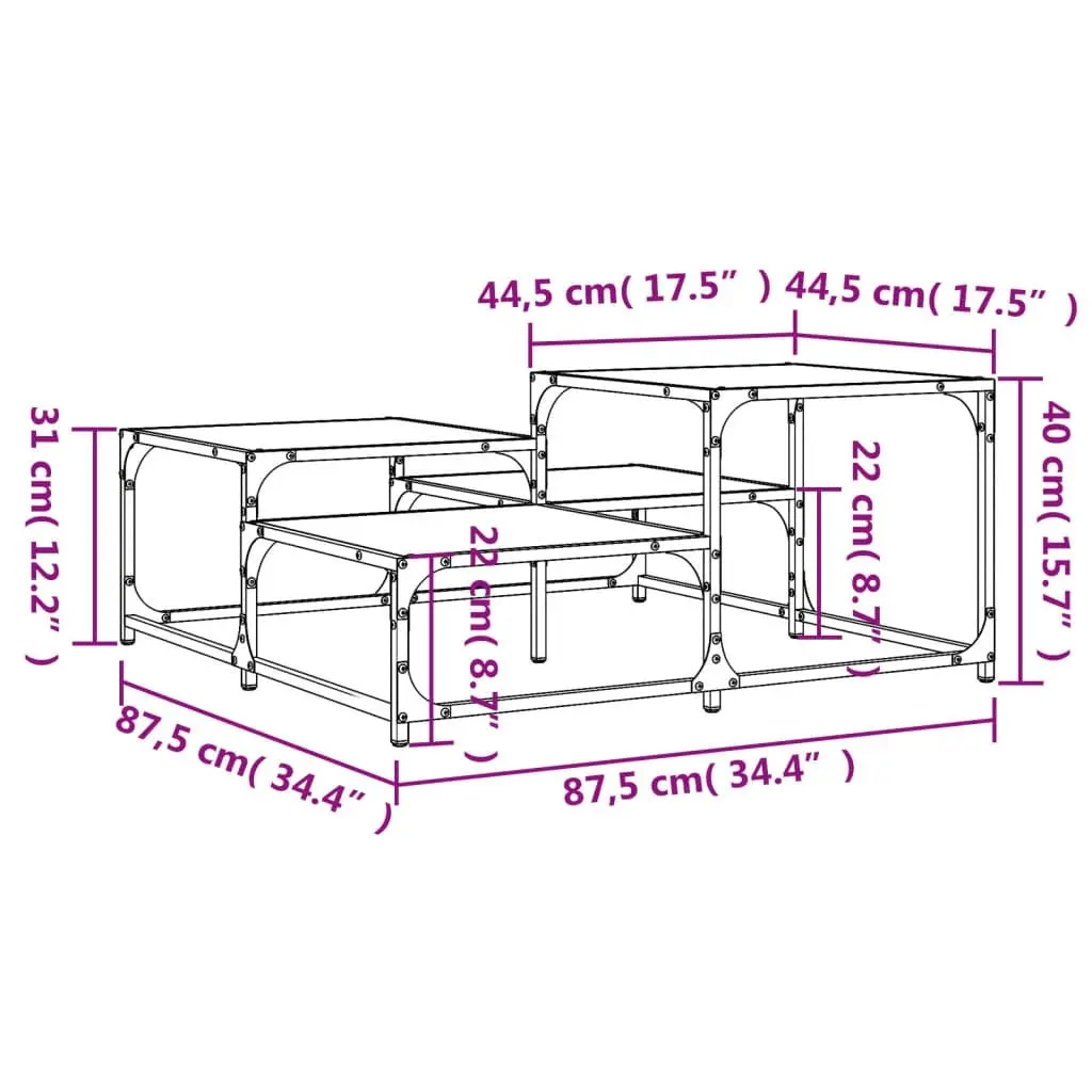 Coffee Table Black 87.5x87.5x40 cm Engineered Wood 837742