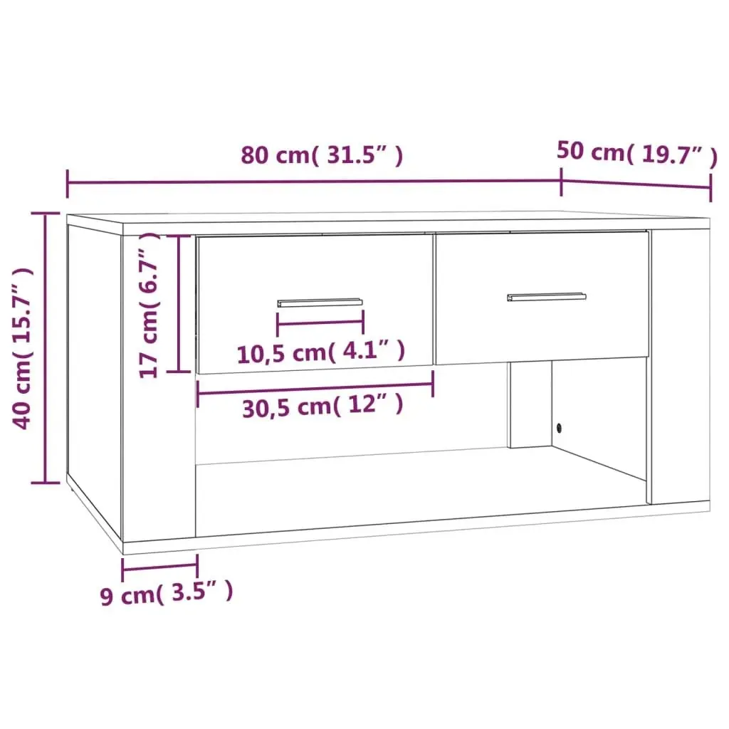 Coffee Table Black 80x50x40 cm Engineered Wood 816529