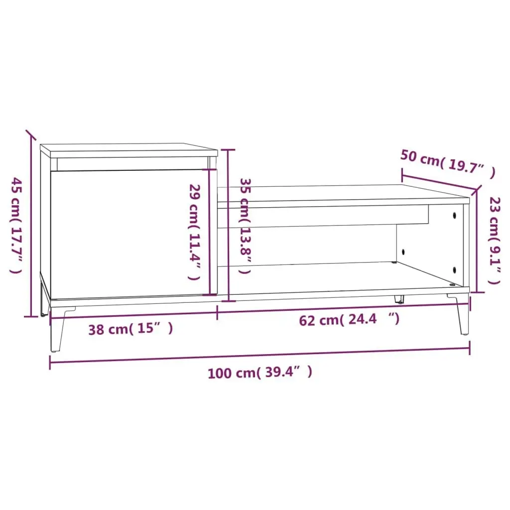 Coffee Table Brown Oak 100x50x45 cm Engineered Wood 821139