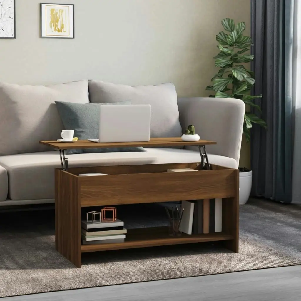 Coffee Table Brown Oak 102x50x52.5 cm Engineered Wood 819292