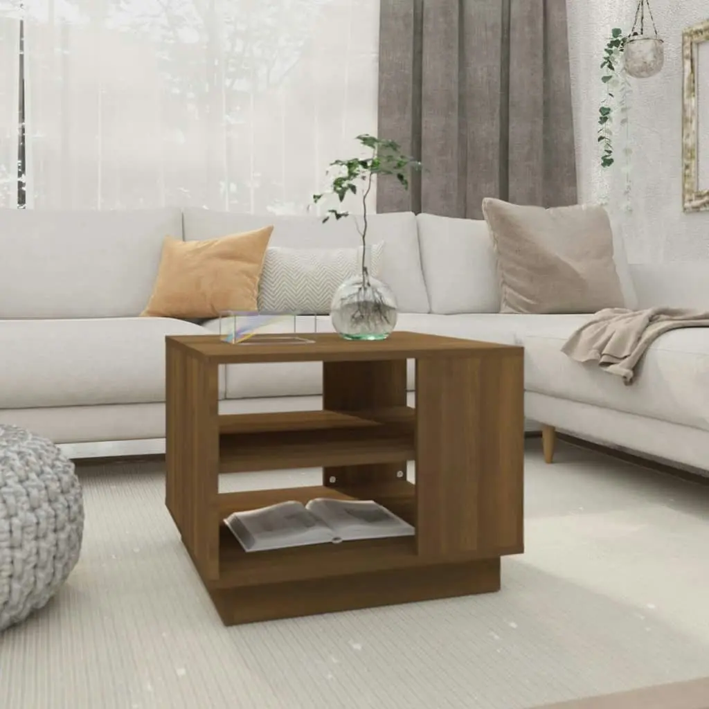 Coffee Table Brown Oak 55x55x43 cm Engineered Wood 813088