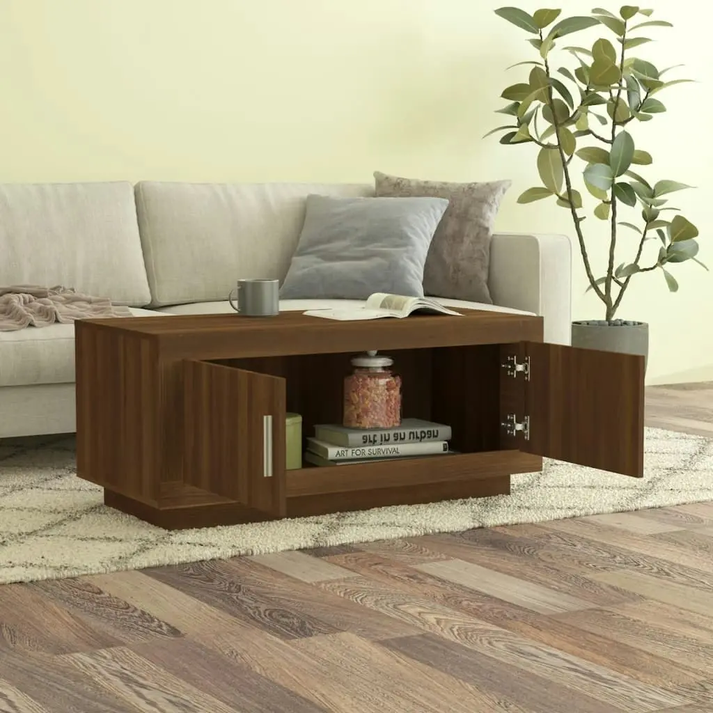 Coffee Table Brown Oak 102x50x45 cm Engineered Wood 817233