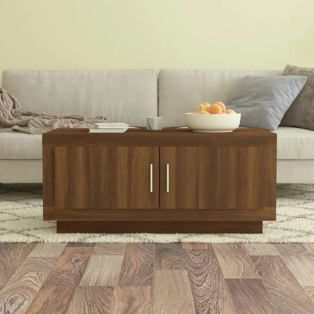 Coffee Table Brown Oak 102x50x45 cm Engineered Wood 817233