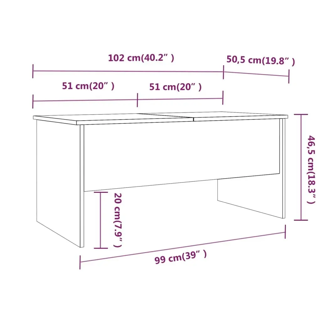 Coffee Table Concrete Grey 102x50.5x46.5 cm Engineered Wood 809723