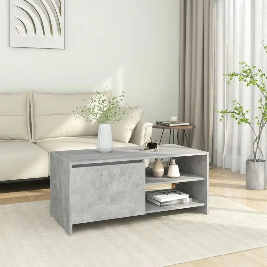 Coffee Table Concrete Grey 102x50x45 cm Engineered Wood 809831