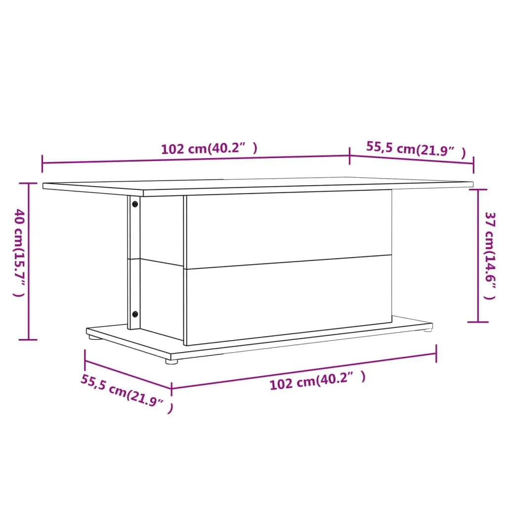 Coffee Table Concrete Grey 102x55.5x40 cm Engineered Wood 810311