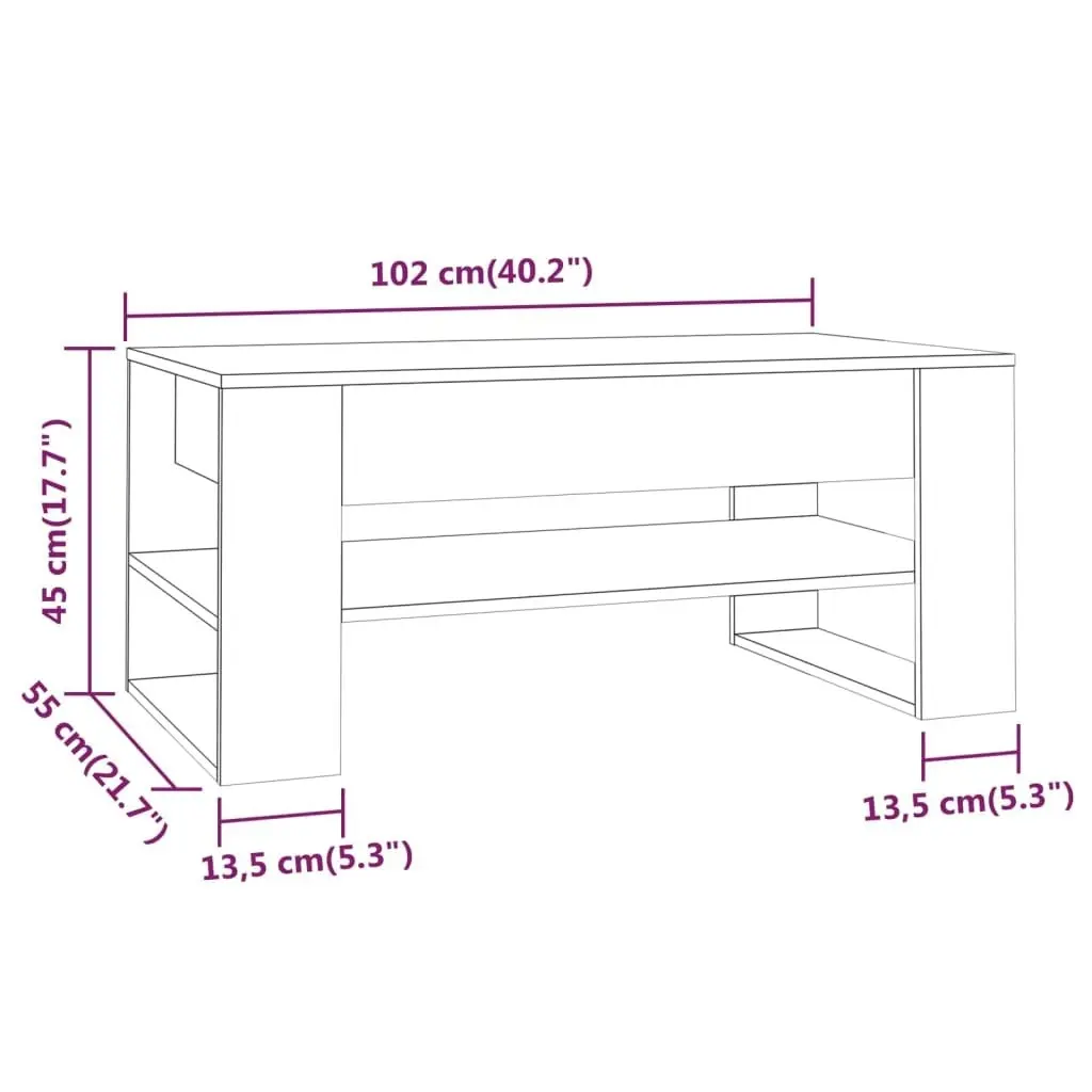 Coffee Table Concrete Grey 102x55x45 cm Engineered Wood 810903