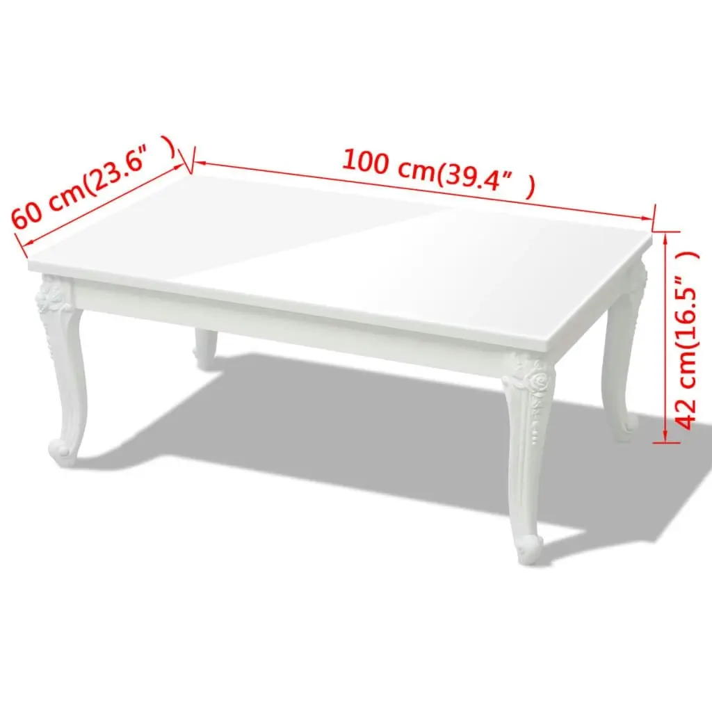 Coffee Table 100x60x42 cm High Gloss White 243380