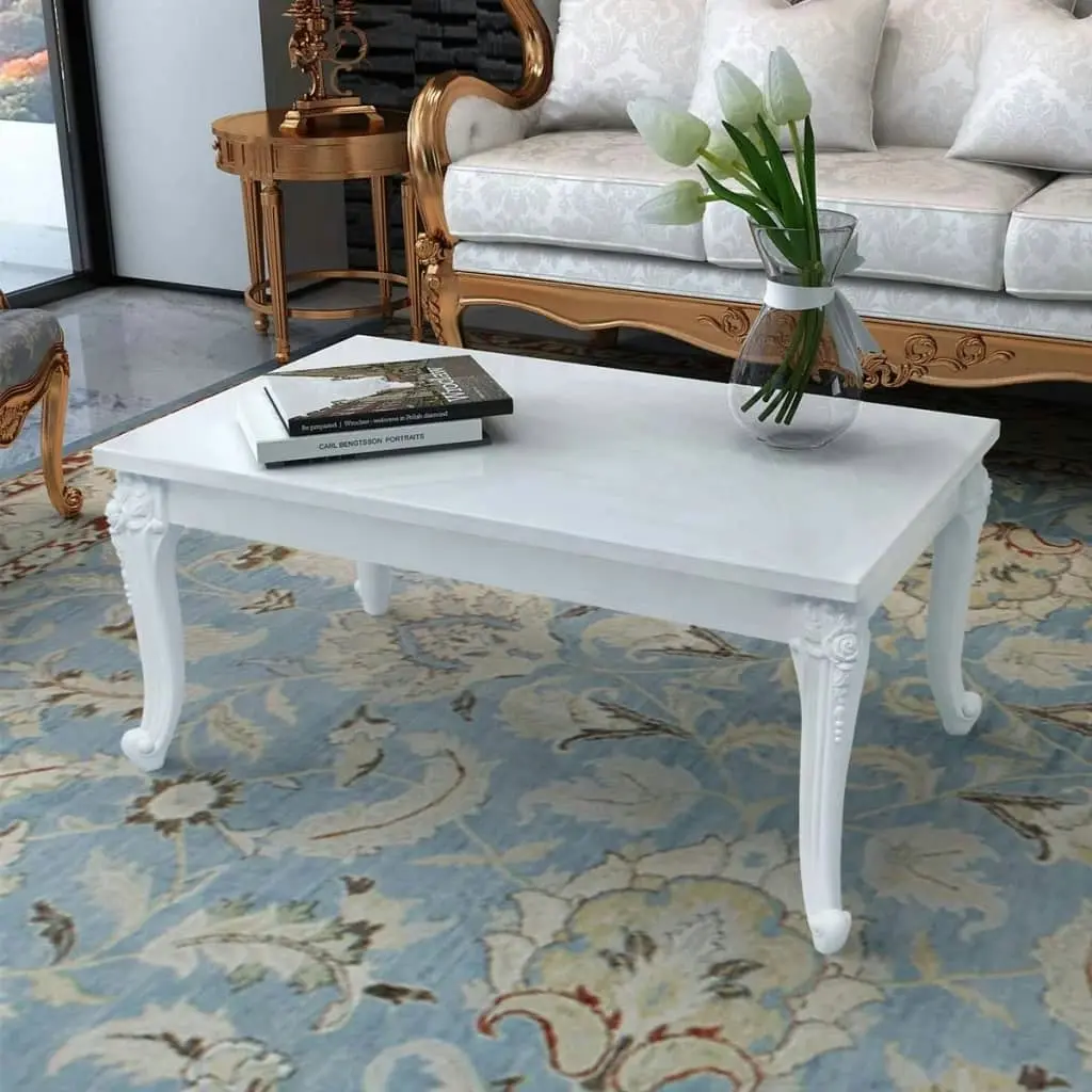 Coffee Table 100x60x42 cm High Gloss White 243380