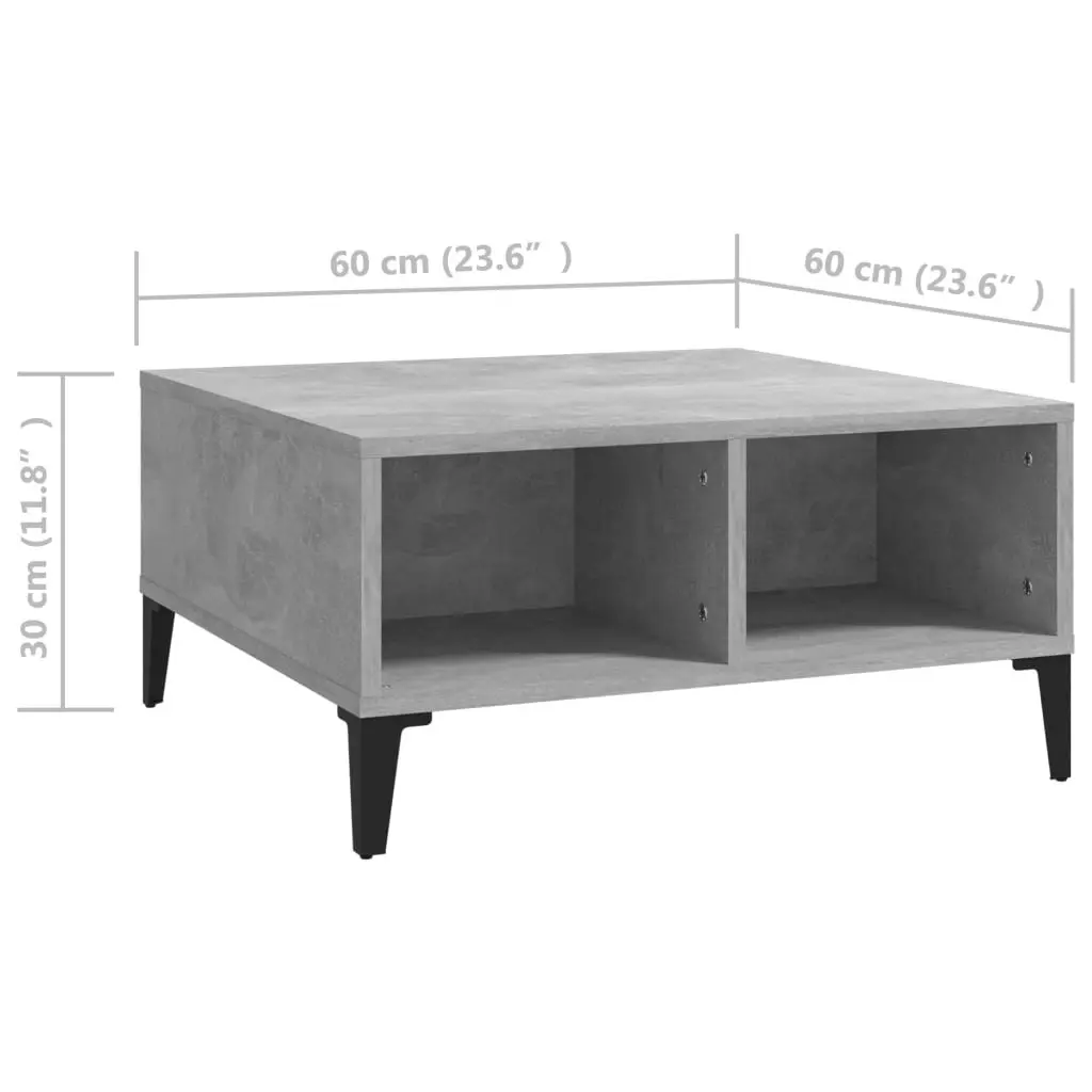 Coffee Table Concrete Grey 60x60x30 cm Engineered Wood 805990