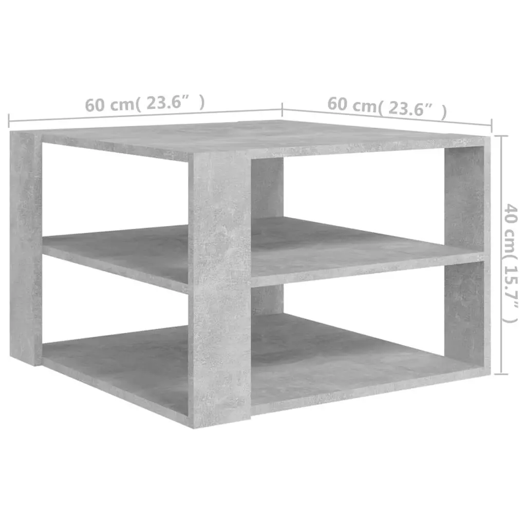 Coffee Table Concrete Grey 60x60x40 cm Engineered Wood 806323