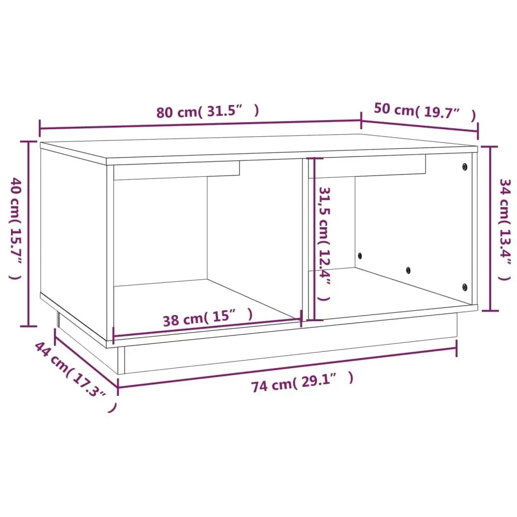 Coffee Table 80x50x40 cm Solid Wood Pine 814434