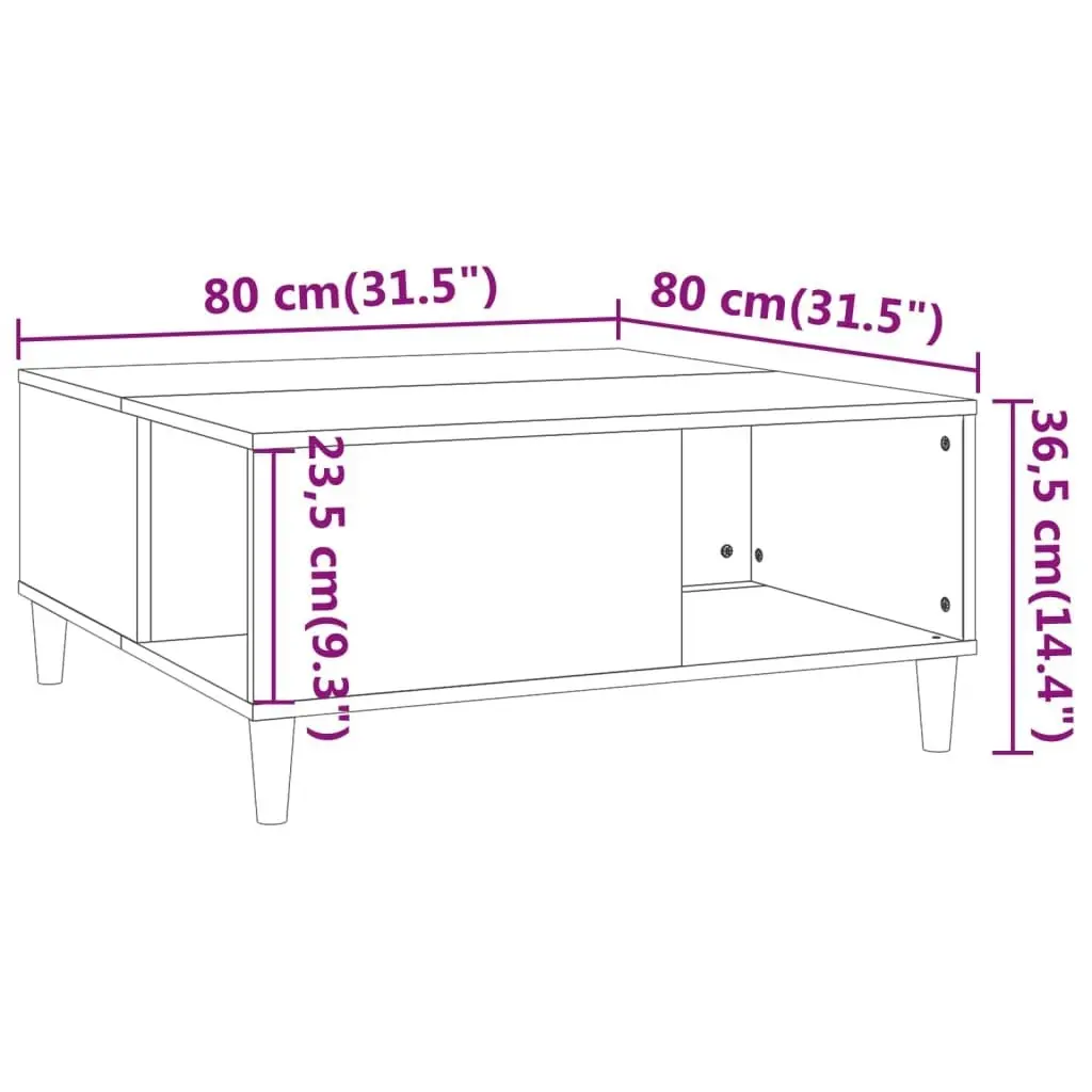 Coffee Table Concrete Grey 80x80x36.5 cm Engineered Wood 821096