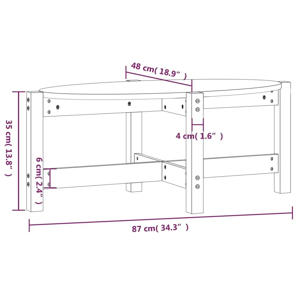 Coffee Table 87x48x35 cm Solid Wood Pine 822322