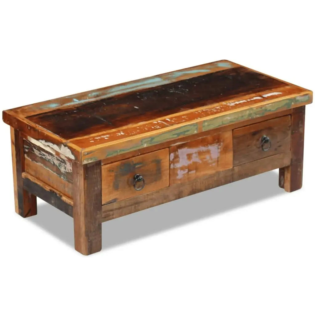 Coffee Table Drawers Solid Reclaimed Wood 90x45x35 cm 243321