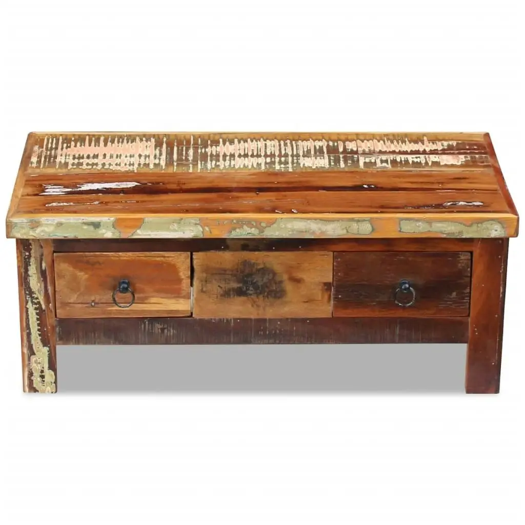 Coffee Table Drawers Solid Reclaimed Wood 90x45x35 cm 243321