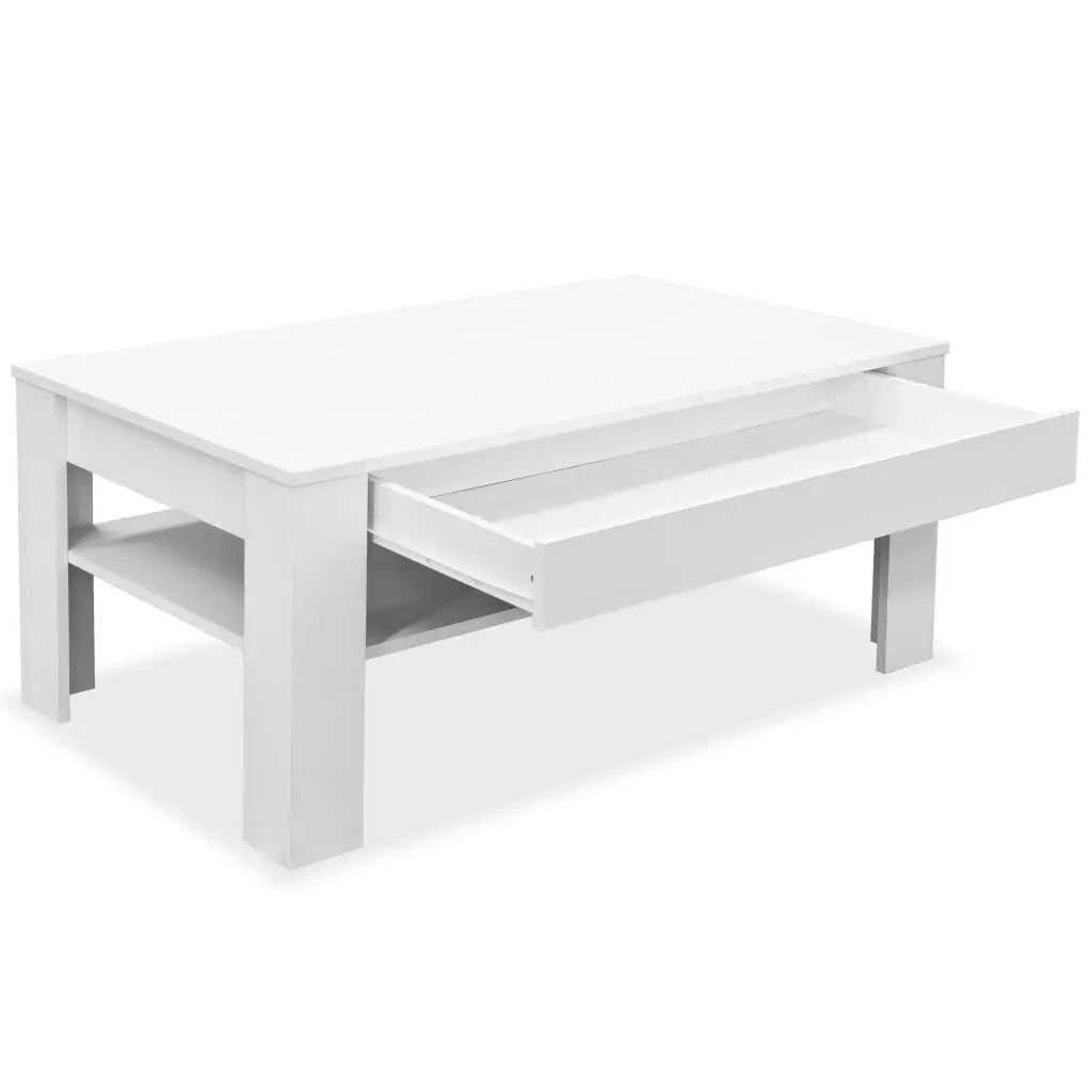 Coffee Table Engineered Wood 110x65x48 cm White 244859