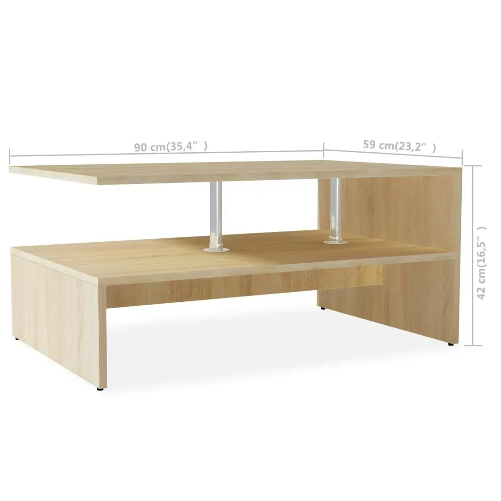 Coffee Table Engineered Wood 90x59x42 cm Oak 244855