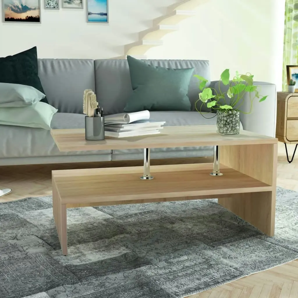 Coffee Table Engineered Wood 90x59x42 cm Oak 244855