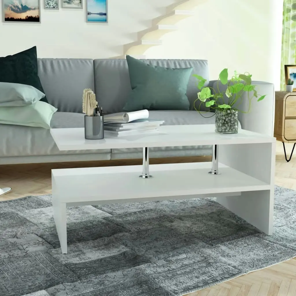 Coffee Table Engineered Wood 90x59x42 cm White 244854