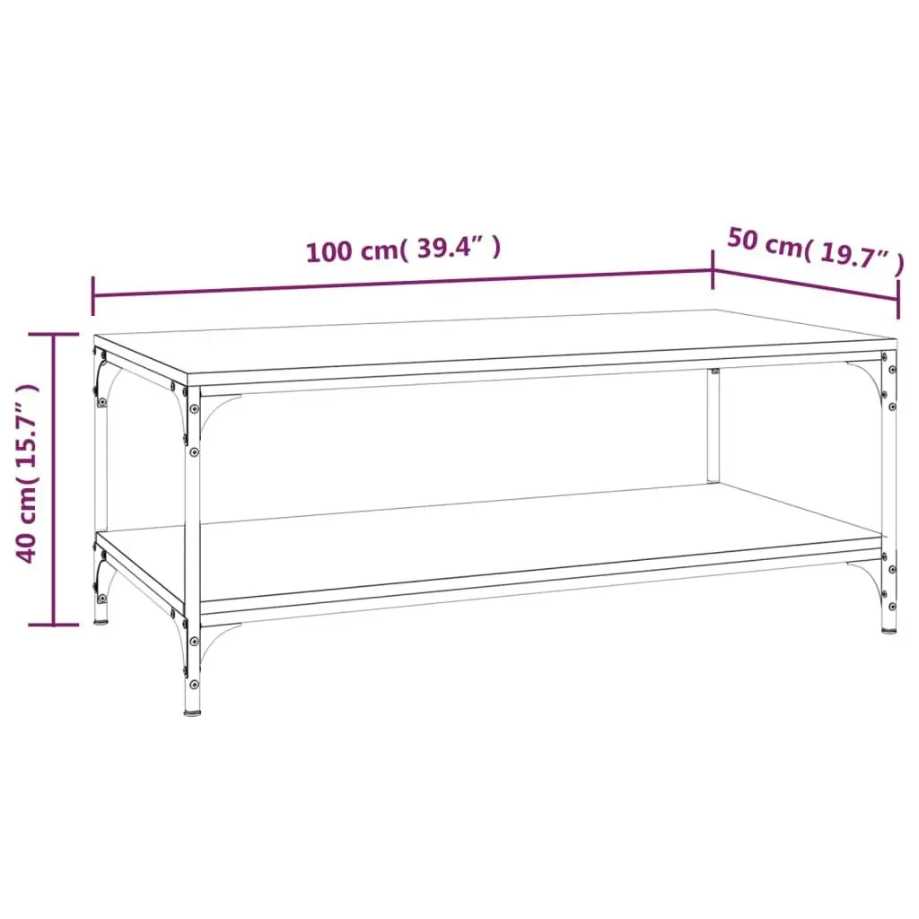 Coffee Table Black 100x50x40 cm Engineered Wood 819362