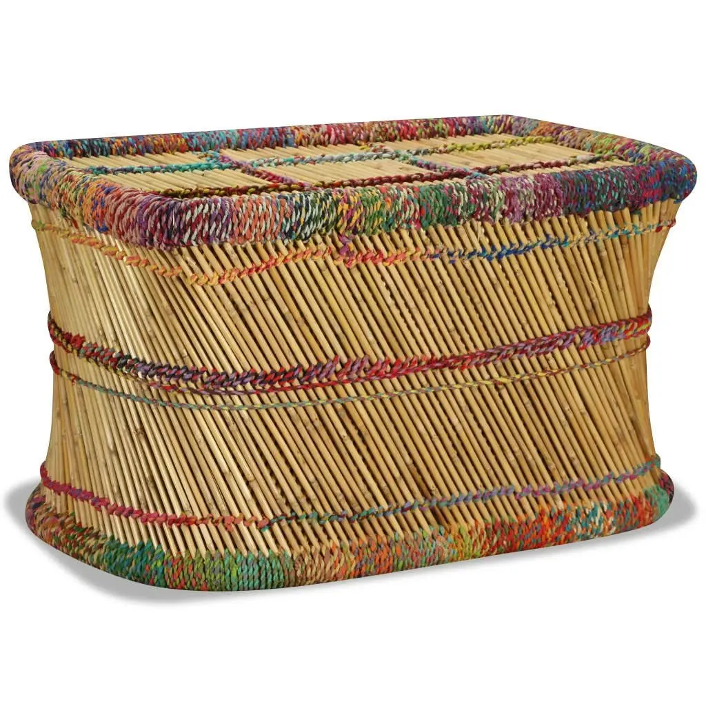 Coffee Table Bamboo with Chindi Details Multicolour 244215